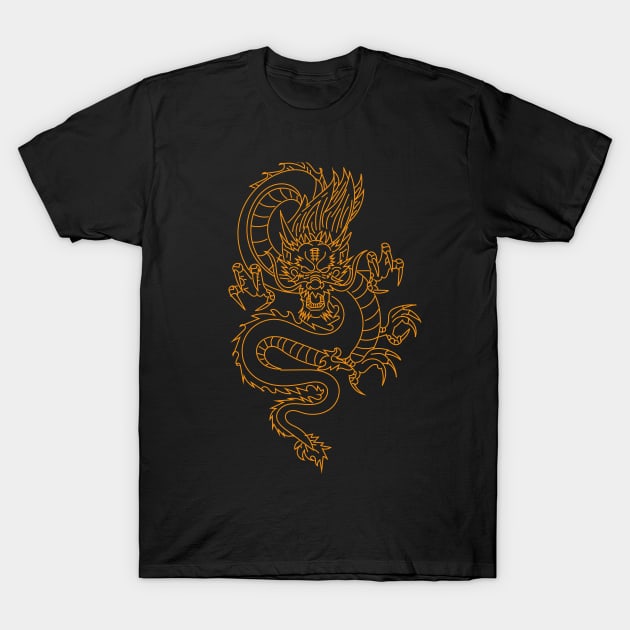 Gold dragon t-shirts, pillows, bags, cases, stickers T-Shirt by Anastasia Letunova